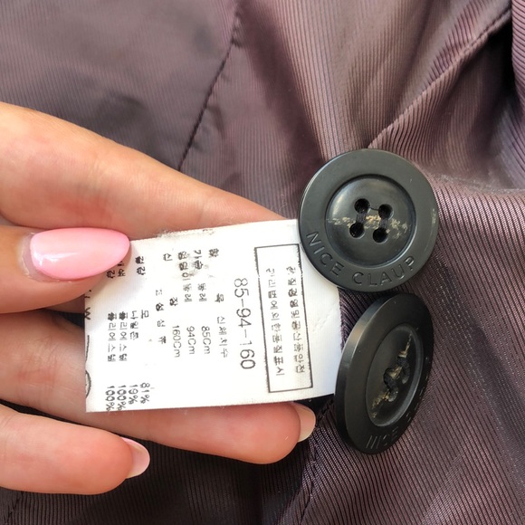 Nice Claup black white dot single button deep v neck wool blazer - Picture 9 of 14